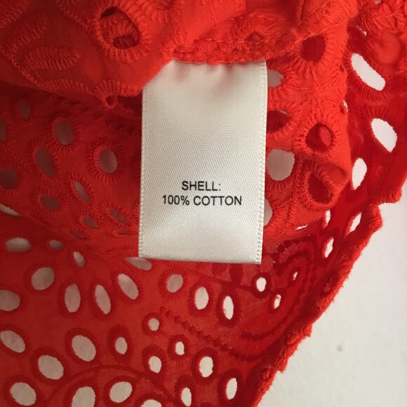 JOIE Eyelet Button Up Shirt in Red Sz S 100% Cotton - Picture 4 of 7